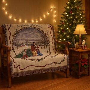 R. Morgan I'm Dreaming of a White Christmas Tapestry Throw Blanket Holiday‎